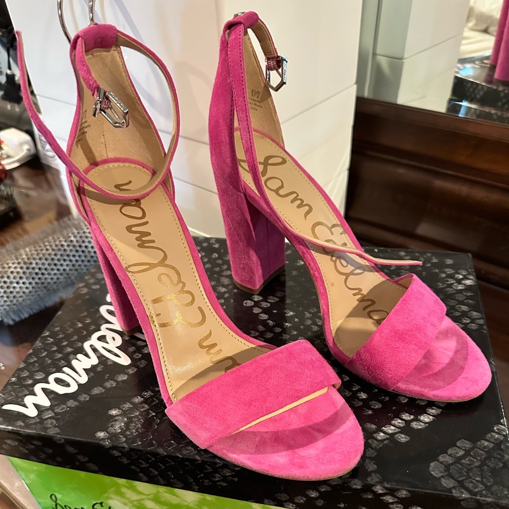 Sam Edelman hot pink suede 4” heel.